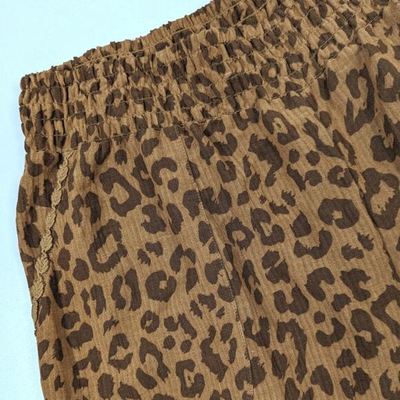 Soft Surroundings Pants Women's Size Large Brown Haya Crop Mocha Leopard - Picture 2 of 7